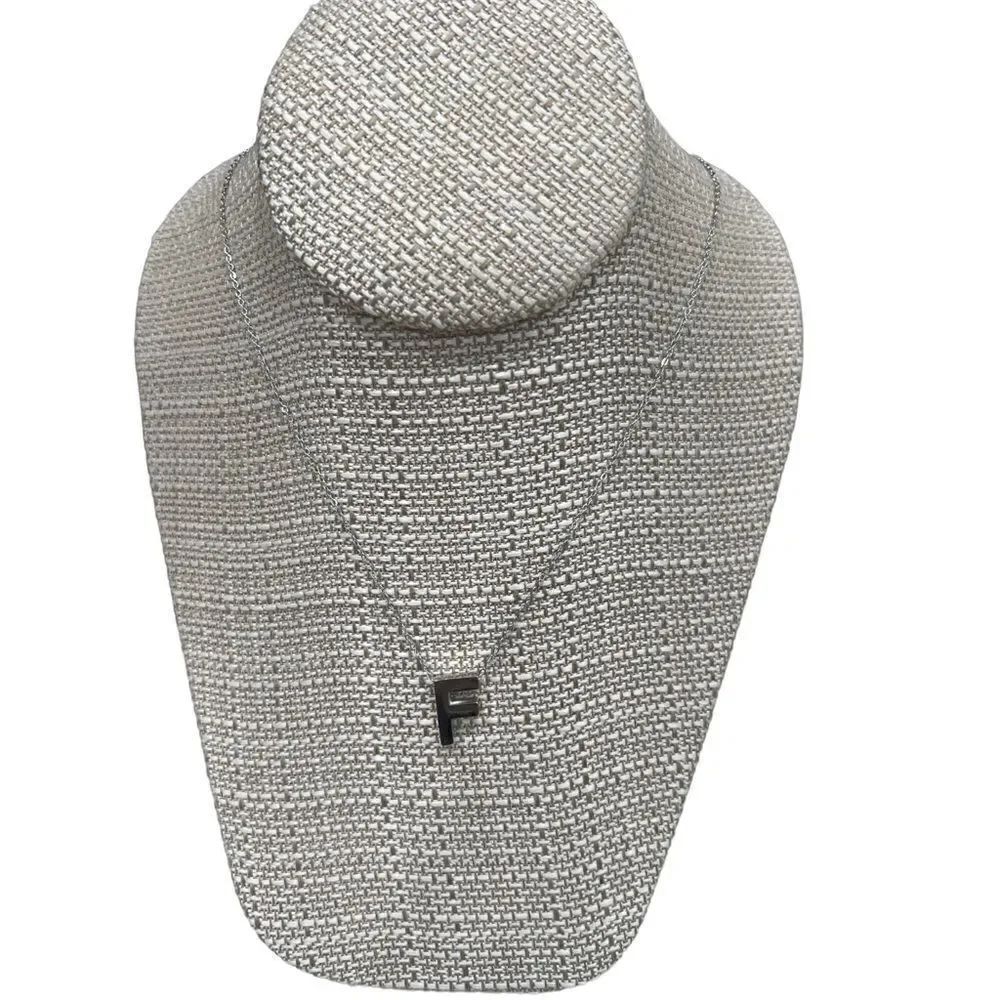 Silver Tone Stainless Steel  initial Pendant necklace Letter S